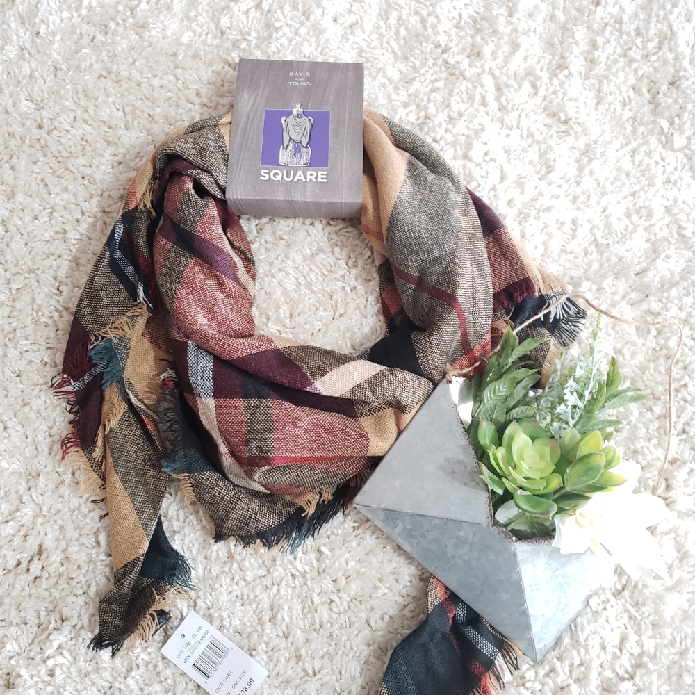 David and Young Square Plaid Woven Scarf